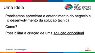 Globalcode – Open4education
Uma Ideia
Precisamos aproximar o entendimento do negócio e
o desenvolvimento da solução técnica
Como?
Possibilitar a criação de uma solução conceitual
 