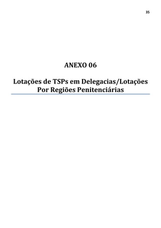35
ANEXO 06
Lotações de TSPs em Delegacias/Lotações
Por Regiões Penitenciárias
 