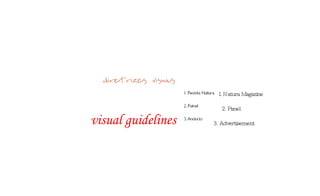 visual guidelines I. Natura Magazine 2. Panel 3. Advertisement 