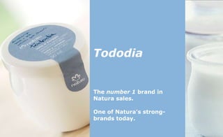 The  number 1  brand in Natura sales. One of Natura's strong-brands today. Tododia 