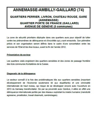 Créations de 9 nouvelles zones de sécurité prioritaires en Rhône-Alpes