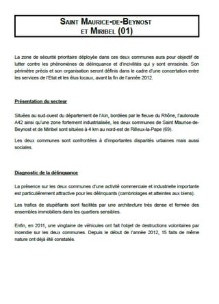 Créations de 9 nouvelles zones de sécurité prioritaires en Rhône-Alpes