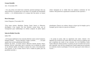 Pierre Descargues"
Lettres Françaises, 22 novembre 1951
"Cinq jeunes peintres, Bidoilleau, Damian, Enard, Ionesco et Maussion,
développent à leur manière l'art d'un Zurichois comme Lhose, qui est
l'arrangement quasi mathématique de rythmes composés de petites ﬁgures
géométriques. Chacun a ses couleurs, chacun se réserve qui les triangles, qui les
rectangles, qui les ovales et se joue de ses éléments."
Salon des Réalités Nouvelles"
Juillet 1952
« Si l'on passe rapidement sur les exposants déjà bien connus comme Lempereur,
Poliakoff, Herbin, ..., Vasseur, Besançon, Coppel, excellente, ... ... ..., c'est pour
signaler deux sections spécialement intéressantes. 
D'abord, des jeunes : les Enard, Ionesco, Maussion, Damian, Koskas, Nunez,
Roitman, Guevara, Arden Quin, dont ls recherches soit de subtilités de rythme
sur des éléments répétés, soit d'objets à contours très variés, à trois dimensions,
sont curieuses, et ont le mérite d'ouvrir l'oeil et l'intérêt du public pour des
possibilités nouvelles. »!
« Un groupe de jeunes, déjà vus séparément cette année, s'attache à des
répétitions qui révèlent de très subtils effets de rythme tant par le graphisme que
par la répartition des motifs et leur coloration. On verra Bidoilleau, Enard,
Lipska, Maussion, Damian, Koskas. Le panneau où sont accrochées leurs œuvres
peut surprendre, mais doit être remarqué pour l'intérêt auquel peuvent prétendre
ces recherches sincères et prolongées. C'est un des signes que le salon s'adresse à
l'avenir. »
« Ces cinq artistes ont orienté leurs recherches purement plastiques dans une
même direction et la parenté qui les unit donne à cet ensemble une homogénéité
extrême. (...) Le désintéressement et le courage dont font preuve ces jeunes
artistes témoignent de la vitalité d'une des tendances extrémistes de l'art
moderne. Telle paraît être la signiﬁcation essentielle de cette exposition. »
Georges Boudaille"
Arts - 23 novembre 1951
 