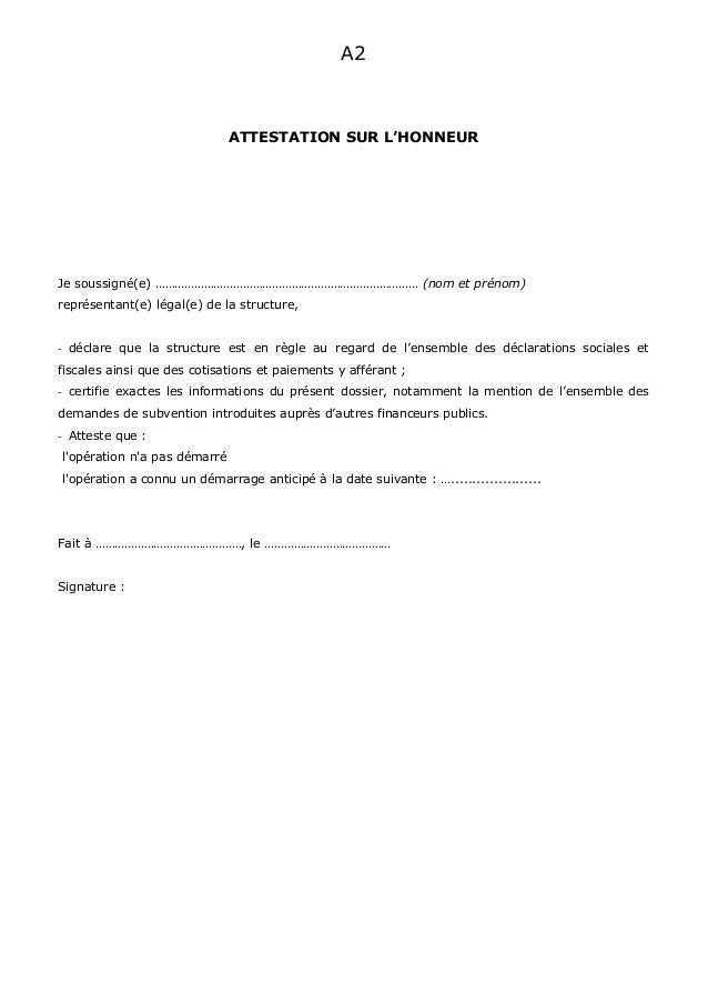 exemple de lettre je certifie sur l'honneur