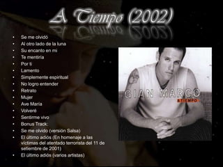 No Puedo Amarte - 3:41Gorrión - 3:38Quédate - 3:48Donde Estarás - 4:11La Noche En Mi Sangre - 4:23Parte De Este Juego - 5:11Cuando Quiero Amarte - 4:11Corazón De Cartón - 4:23Tómate El Tiempo Que Quieras - 3:41Ya Tienes Dueño - 3:49Entre la Arena y la luna(1994)