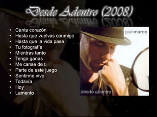 Gota de lluviaDespués de míResucitarSortearme en tu suerteSin quererFlor de arenaSi me vuelvo a enamorarLejos de tiEn cada recuerdoSoyAyerTú y yoResucitar (2004)