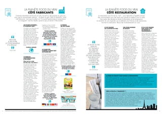 UN PLAISIR ACCESSIBLE…
ET POURTANT SAIN !
Si le plaisir se veut désormais sain,
il se révèle aussi accessible…
dans les deux sens du terme :
à portée de main, et à petits prix.
À portée de main grâce au
développement d’une nouvelle
offre en ligne, très axée sur le
bien-être et la santé, dont raffolent
les millenials (mais pas seulement)
dans les pays développés. Il est
aujourd’hui possible de se faire
livrer à tous moments des repas
sains, à des tarifs “accessibles”
à tous.
Tendance globale
LA MODE DE
L’AUTOPRODUCTION
ET DU LOCAL
Chez moi ou à côté
de chez moi, c’est mieux !
Pour retrouver le goût du sain,
les fabricants mettent l’accent,
depuis quelques années,
sur l’autoproduction. De quoi
s’agit-il ? De tout produit
permettant au consommateur
de produire lui-même ses aliments.
Si l’offre a longtemps été cantonnée
aux herbes, elle s’est depuis
élargie aux légumes, à la bière,
et à d’autres produits… avec
succès ! En fait, ce qui importe
aux consommateurs
– et cela les industriels
de l’agroalimentaire l’ont bien
compris – c’est de renouer le lien
entre le consommateur
et le produit ; c’est de rapprocher
celui-ci de ce dernier… quitte
à produire aussi localement !
Perçue comme plus saine et mieux
contrôlée, la production locale,
rencontre un vif succès à peu près
partout sur la planète, avec
un effort particulier sur les produits
frais, peu ou pas transformés.
Une tendance qui ne cesse
de se développer en Europe
et en Amérique du Nord…
mais qui est installée depuis
longtemps en Asie du Sud-Est
où les systèmes d’aquaponie
– de type potagers d’appartement
– sont bien connus.
Tendance globale,
mais plus forte en Asie
du Sud-Est pour ce qui
est de l’autoproduction ;
en Amérique et en Europe,
pour ce qui est de
la production locale.
LE PLAISIR SÛR,
D’ABORD ET AVANT TOUT
UN PLAISIR BIO
Le Bio se développe partout dans
le monde ! Ce marché qui profite
de la conscience du risque
alimentaire des consommateurs
et, dans une moindre mesure,
de leur préoccupation écologique,
intéresse de plus en plus
d’intervenants. Les producteurs,
transformateurs, et distributeurs
se multiplient. Et les grandes
marques, très prudentes il y a peu
encore, affichent désormais
des ambitions “Bio” affirmées.
Dans ce contexte de changement
d’échelle du “Bio”, l’offre
se segmente. D’autres valeurs
ajoutées ou bénéfices sont de plus
en plus mis en avant pour un Bio
en harmonie avec des valeurs
sociales, environnementales
et complémentaires, comme
la production locale, le bien-être
animal, le respect des process
traditionnels, la juste rémunération
des producteurs, ou l’absence
d’ingrédients indésirables (huile
de palme, sucre ajouté, OGM,
etc.). Une offre qui s’élargit
pour répondre aux besoins
du plus grand nombre.
Tendance globale,
mais particulièrement
forte aux États-Unis,
en France, en Allemagne
et en Chine.
LA PLANÈTE FOOD DU VRAI
CÔTÉ FABRICANTS
L’industrie alimentaire met de plus en plus l’accent sur des produits au goût vrai,
pour que le consommateur retrouve… le plaisir du goût. Mais la dimension “vraie”,
côté fabricants, c’est aussi le plaisir sûr. Ou quand gastronomie et transparence
se conjuguent. Une fois mijotés, qu’est-ce que ça donne ? Découvertes.
LE VÉGÉTAL
(SE) FAIT PLAISIR
Le plaisir sûr, c’est aussi le plaisir
sain “assuré”. Et le végétal trouve
ici toute sa place. Dans la grande
histoire de SIAL, jamais le végétal
n’avait fait l’objet d’une telle
frénésie d’innovation ! Et depuis
deux ans, le phénomène s’est
considérablement accéléré,
avec une offre qui ne s’adresse
plus seulement aux végétariens,
bien sûr, mais à cette nouvelle
catégorie qu’on appelle flexitariens,
prompte à privilégier le végétal
en cœur de repas sans pour
autant abandonner la viande
ou le poisson qu’ils consommeront
plus rarement en misant sur
une meilleure qualité. Et en
conséquence, l’offre comporte
aujourd’hui une dimension plaisir
et pratique qu’elle n’avait pas
auparavant. Quelques exemples
de plaisirs végétaux ?
Les nombreuses gammes
de préparation à base
de légumineuses qui ont conquis
les rayons des commerces
alimentaires. Ou les produits
ultra-frais à base de lait végétal
(soja, amande, noisette, coco…).
Tendance globale, mais
particulièrement forte
en Europe et en Chine.
TRIBALLAT
Nuggets “finger” croustillants
à base de soja et blé
ANDROS
Dessert végétal gourmand
à base de lait de coco et amande
RENOUER
LE LIEN ENTRE
LE CONSOMMATEUR
ET LE PRODUIT…
Xavier Terlet
LE FAIT MAISON
OU LE RETOUR DU VRAI
La restauration revient au fait
maison. Et pas n’importe lequel.
Le “vrai” fait maison, préparé
devant le client, avec des
ingrédients à la fois frais et bruts.
“Le vrai ”fait maison” qui
répond aux crises alimentaires
de ces dernières années
et aux suspicions qui s’en
sont suivies”, explique Bernard
Boutboul. Un engagement
des restaurateurs qui (re)donne
confiance aux consommateurs,
de plus en plus informés
et connectés sur les réseaux
sociaux. Il y a bien sûr
le très connu Tripadvisor,
mais aussi le moins connu
Foursquare, un réseau social
de la restauration, très prisé des
millenials, cette génération née
avec le digital, qui n’hésite pas
à laisser avis et commentaires
sur les établissements visités.
Les professionnels de la
restauration ont donc tout intérêt
à faire preuve de vigilance
et à proposer une cuisine “vraie”,
avec du goût et de l’authenticité.
UNE VRAIE EXIGENCE
DE QUALITÉ
La mode du fait maison
est tellement recherchée
aujourd’hui, dans la plupart
des pays développés,
que beaucoup d’enseignes
n’hésitent pas à l’afficher
sur leur carte pour affirmer
ce positionnement “fait maison”,
“histoire de séduire
les consommateurs,
bien évidemment”, souligne
Bernard Boutboul ! Pourquoi
le phénomène fonctionne-t-il
actuellement à “plein régime” ?
“Tout simplement parce que
le client n’admet plus qu’on lui
serve de la nourriture qu’il
pourrait très facilement préparer
lui-même, à la maison ;
le pire étant pour lui de sortir
d’un établissement en ayant
le sentiment d’avoir mangé
“moins bien” que chez lui”.
Le fait maison, c’est donc
d’abord et avant tout une
exigence de qualité de
l’expérience du restaurant.
C’est aussi une volonté
de retrouver le goût originel
des produits et la simplicité
des saveurs d’antan.
ET SI LE FAIT MAISON
ÉTAIT AVANT TOUT
UN BESOIN DE
TRANSPARENCE ?
Mais il ne faut pas s’y méprendre.
Derrière cette notion de “fait
maison” se cache aussi une envie
ou plutôt un besoin – côté
consommateurs – de transparence.
Transparence dans le choix
et la provenance des ingrédients.
Transparence dans la façonde
les cuisiner. Transparence dans
la sélection des accompagnements.
“L’ère de la cuisine cachée en
sous-sol ou distante de plusieurs
mètres de la salle, est bel et bien
révolue”, reconnaît Bernard Boutboul.
Le consommateur veut aujourd’hui
voir son plat mijoter, grâce
à un dispositif associant
une caméra filmant en direct
une table de cuisson et un écran
installé en salle retransmettant
la “cérémonie”, comme le propose
par exemple une célèbre chaîne
internationale de pizzéria.
Le plus simple étant peut-être
d’installer la cuisine dans la salle
même. Une disposition de l’espace
de plus en plus en vogue à travers
la Planète Restauration,
pour offrir aux clients une
expérience unique…
un peu comme à la maison !
LA PLANÈTE FOOD DU VRAI
CÔTÉ RESTAURATION
La restauration aussi se met au “vrai”… pour répondre à l’appétit croissant
des consommateurs pour des repas plus naturels et meilleurs pour la santé.
Sans parler des attentes en termes d’information et de transparence.
La révolution du vrai engendre une accélération de l’histoire et des événements
touchant la restauration. Revue des bouleversements en cours…
LA MODE DU HEALTHY FOOD GAGNE LA RESTAURATION
L’offre healthy n’est plus triste ! Il y a peu, les restaurants vegans ou végétariens proposaient des plats
bons pour la santé mais qui n’appuyaient pas sur la fibre « plaisir », si chère au consommateur.
Tout a changé. Et c’est encore la Californie qui a donné le la, avec l’émergence d’une offre
de restauration “healthy plaisir”. Et depuis, tous les acteurs s’y mettent… même McDonald’s qui propose
désormais, en France, une gamme végétarienne pour une image plus saine ; un burger
tout aussi goûteux selon la marque ! Avant, l’offre veggie était l’exception, c’est désormais la norme.
“Au point qu’un établissement ne proposant pas d’offre végétarienne (ou vegan) pourrait aujourd’hui
être considéré comme un OVNI”, s’amuse Bernard Boutboul !
VERS LA FIN DE LA ”MALBOUFFE” ?
Signe du succès du “vrai” dans la restauration, la “malbouffe” disparaît au profit d’une restauration
de qualité, servie directement au comptoir ou en libre service, à des prix accessibles… à l’image du fast
casual, véritable phénomène aux États-Unis ! Impensable il y a quelques années à peine, le fast food,
lui-même, se met donc au fait maison… et au sur-mesure, avec la Californie qui, encore une fois, joue
le rôle de laboratoire de la restauration de demain (le moindre petit établissement y propose une cuisine
fraîche et personnalisée, à déguster sur place ou à emporter). Restaurants de quartier, kebabs, fast-foods,
bistrots, cafés… la quête du vrai touche tous les types d’établissements
ou presque. Et si les zones du monde les plus en avance dans ce domaine
sont constituées des pays les plus développés, cette révolution gagne aussi
l’Afrique du Nord et l’Océan Indien, preuve de l’engouement
des consommateurs et de la prise de conscience des professionnels.
LA MODE DU FAIT
MAISON
EST TELLEMENT
RECHERCHÉE
AUJOURD’HUI,
DANS LA PLUPART
DES PAYS DÉVELOPPÉS,
QUE BEAUCOUP
D’ENSEIGNES
N’HÉSITENT PAS
À L’AFFICHER
SUR LEUR CARTE
Bernard Boutboul
La reproduction du contenu de tout ou partie de ce document est réservée à la presse et rigoureusement soumise à copyright. XTC world innovation, KANTAR TNS et GIRA CONSEIL pour SIAL 2018.12 13
 