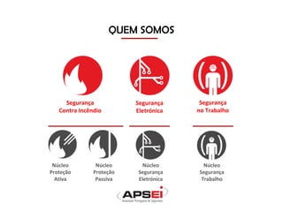 QUEM SOMOS
Segurança
Contra Incêndio
Segurança
Eletrónica
Segurança
no Trabalho
Núcleo
Proteção
Ativa
Núcleo
Proteção
Passiva
Núcleo
Segurança
Eletrónica
Núcleo
Segurança
Trabalho
 