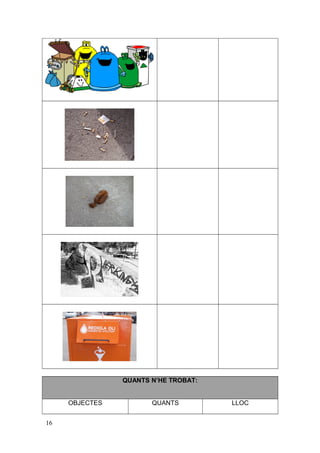 QUANTS N’HE TROBAT:
OBJECTES QUANTS LLOC
16
 