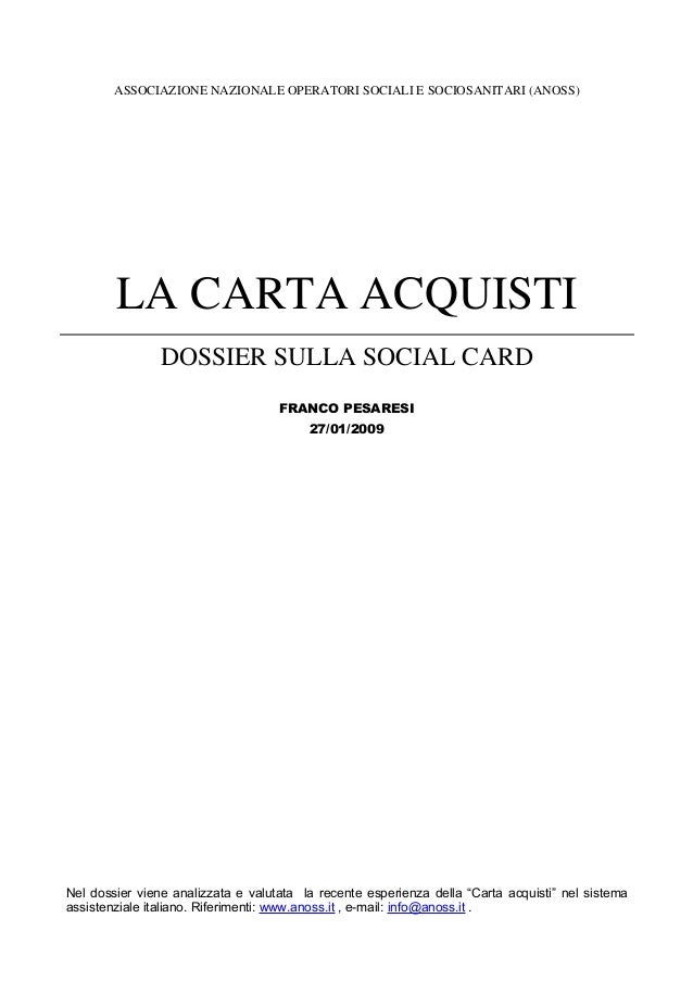 La Social Card O Carta Acquisti