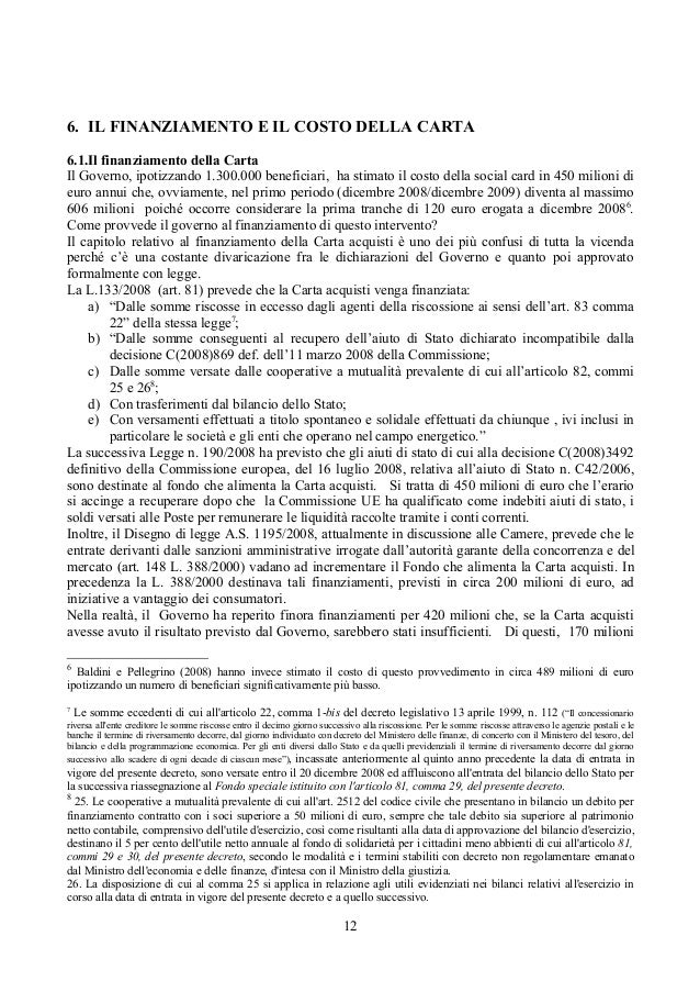 La Social Card O Carta Acquisti