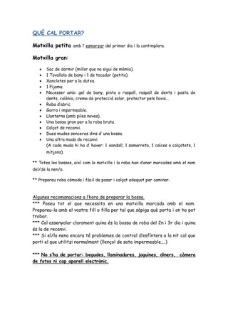 Dossier colònies 4t 2015 2016 | PDF