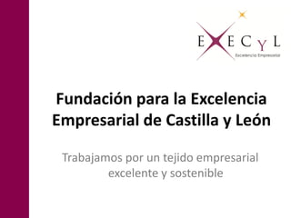 Fundación para la Excelencia
Empresarial de Castilla y León
Trabajamos por un tejido empresarial
excelente y sostenible
 