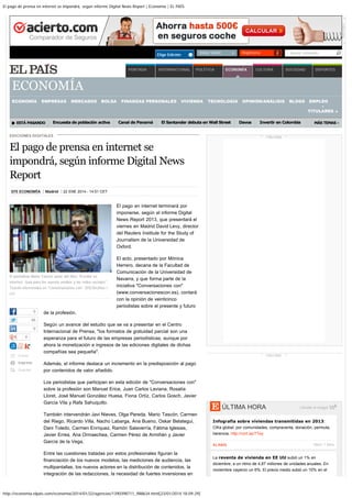 El pago de prensa en internet se impondrá, según informe Digital News Report | Economía | EL PAÍS
http://economia.elpais.c...