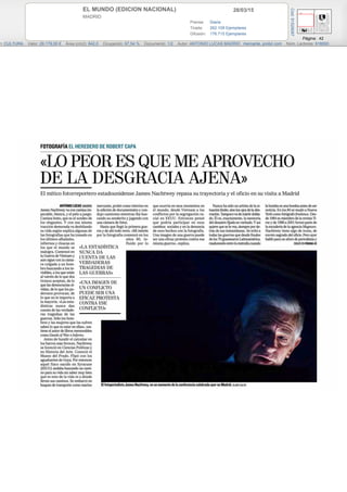28/03/15EL MUNDO (EDICION NACIONAL)
MADRID
Prensa: Diaria
Tirada: 262.109 Ejemplares
Difusión: 176.715 Ejemplares
Página: ...