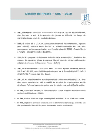 Dossier de Presse – ARS – 2010




•                        ^                W                   E            ^WE




•                            W          Z                                              W
            Z
                                                                                           dZ         d
                                                 /^

•               Z^                W                   :                    :                   W::

                     ^       Z                    W               ^ZW

•                                                                                                   Z      ^
    h,  ^ WDE                                                                                    '               ^
      ZW:: W                         

•               Z^                            '                                               W             'W
                                  , ^              E  



•                         ZK^D^                                     ^ WDE            ^                      
                    D    K     ^DK

•                                D                                           ,Z^                         

•                                                                                 
                                                                                          




                                              Z               ^           Z^
                                                         D
                d             
 
