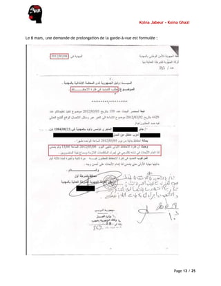 Kolna Jabeur - Kolna Ghazi
Page 12 / 25
Le 8 mars, une demande de prolongation de la garde-à-vue est formulée :
 