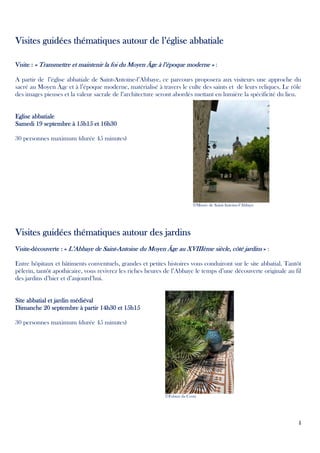 Dossier de presse des  journées européennes du patrimoine 2015 au musée de saint antoine l'abbaye