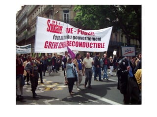 L’avenir de toutes les générations est en jeu. Chacun, chacune
d’entre nous devra convaincre ceux et celles que nous côtoyons
au bureau, dans les chantiers, dans notre quotidien qu’avec une
autre répartition des richesses, le maintien de notre régime de
retraite et de ses acquis est possible. La bagarre promet d’être
rude mais ensemble, actifs et retraités, elle peut-être gagnée !
 