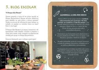 “O Parque d@s Nen@s”
Queres preparar a visita do teu grupo escolar ao
Parque Arqueolóxico? Buscas recursos didácticos
para traballar na aula sobre a cultura castrexa?
Andas na procura de información para realizar un
traballo ou ampliar os contidos vistos na clase?
Este é o teu lugar!
O Parque d@s Nen@s é un espazo interactivo e de
aprendizaxe onde traballar contidos e preparar a
visita, pero tamén onde compartir as experiencias
vividas polo grupo no Parque Arqueolóxico.
Estamos desexando que o coñezas e participes!
5. blog escolar
LANSBRICA: A CIDÁ DOS NEN@S
Visita o PACC co teu grupo escolar e recibirás
unha invitación para participar -de xeito
gratuíto- en Lansbrica: a Cidá dos nen@s; unha
xornada didáctica e amena en relación coa cultura
castrexa, a Idade do Ferro e o castro de San
Cibrao de Las, pensada para toda a
comunidade educativa.
Gustaríanos que formarades parte deste proxecto
e xuntos desfrutar do PACC como un espazo onde
descubrir, aprender e desfrutar en familia.
Se estás interesad@, ponte en contacto connosco
a través do enderezo electrónico info@pacc.es ou
no teléfono 988267285 e informámoste.
*O programa de actividades escollido polo centro
debe incluír a realización dun obradoiro didáctico.
* Esta xornada terá lugar ao remate da
campaña escolar.
Visita o
BLOG
 