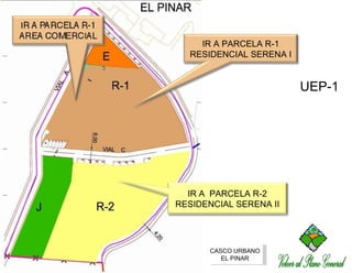 Volver al Plano General CASCO URBANO EL PINAR UEP-1 IR A PARCELA R-1 RESIDENCIAL SERENA I IR A  PARCELA R-2 RESIDENCIAL SE...