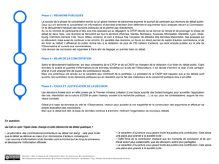 Phase 3 – REUNIONS PUBLIQUES

                                     Le succès de la phase de concertation est tel qu’un grand nombre de personnes exprime le souhait de participer aux réunions de débat public.
                                     Ceux qui ont alimenté la concertation en informations et données entendent bien défendre et argumenter leurs analyses devant la Commission.
                                     Or le déroulement habituel des réunions publiques ne le permet pas directement.
                                     Au vu du nombre de participants et des avis très opposés qui se dégagent, la CPDP décide de se donner du temps et de prolonger la phase de
                                     débat de deux mois. Les réunions se déroulent sur tout le territoire (Rennes, Nantes, Bordeaux, Toulouse, Montpellier, Marseille, Lyon, Stras-
                                     bourg, Clermont-Ferrand, Lille, Tours, Millau, Amiens), et sont à chaque fois l’occasion de débattre des données disponibles, des analyses qui
                                     en découlent, mais aussi de continuer à les enrichir. En parallèle des réunions, un forum en direct permet de capter d’autres contributions, et de
                                     les livrer au débat. L’affluence du public donne lieu à la rédaction de plus de 250 cahiers d’acteurs, qui sont ensuite publiés sur le site de
                                     l’Observatoire et ouverts aux commentaires.
                                     Une réunion de conclusion est organisée à Paris afin de dégager un premier bilan du débat.


                                     Phase 4 – BILAN DE LA CONCERTATION

                                     Selon le déroulement traditionnel, les deux présidents de la CPDP et de la CNDP se chargent de la rédaction d’un bilan du débat public. Etant
                                     données la qualité et quantité d’informations et de données récoltées sur le site de l’Observatoire, il est décidé d’enrichir le bilan d’une cartogra-
                                     phie et d’une analyse fine de toutes les contributions reçues.
                                     Mais une polémique est lancée sur le caractère peu contributif de la synthèse. Le président de la CNDP doit rappeler que si les débats sont
                                     ouverts, les synthèses et les décisions politiques qui en résultent sont le fait des institutions et du personnel politique élus à cet effet.


                                     Phase 5 – CHOIX ET JUSTIFICATION DE LA DECISION

                                     Les décisions finales sont en effet prises par le Premier ministre (création d’une haute autorité des biotechnologies pour surveiller l’application
                                     des lois, interdiction de la culture d’OGM en plein champs, soutien à la recherche publique… ), ce qui, pour les contestataires, augure de nou-
                                     veaux combats.

                                     Grâce à la base de données du site de l’Observatoire, chacun peut accéder à une traçabilité de la construction des arguments et effectuer sa
                                     propre évaluation des conclusions.
                                     Bien que le débat soit clôt, la base de données continue à s’enrichir, motivant l’organisation de nouveaux débats.


En question

Qu’est-ce que l’Open Data change à cette démarche de débat publique ?

• Le périmètre des contributions/contributeurs au débat est élargi : cela peut éviter                                        • Le caractère d’ouverture sous-jacent incite les publics à la contribution. Cela laisse
que le débat se déroule au cœur d’un microcosme d’acteurs consanguins ;                                                      une place plus grande à la société civile ;
• Les sources d’informations et de données sont enrichies tout au long du processus,                                         • Cette force de la contribution implique que les moments de conclusion et de syn-
et décloisonne l’information officielle ;                                                                                    thèse soient plus collaboratifs, que les décisions soient plus partagées.
                                                                                                                             • Le caractère d’ouverture sous-jacent incite les publics à la contribution. Cela laisse
                                                                                                                             une place plus grande à la société civile ;


               Dossier « rôle et impacts de l’OpenData dans les processus de concertation »
               Mis à disposition selon les termes de la licence Creative Commons - Attribution : Fing , Décider Ensemble et Démocratie Ouverte
 