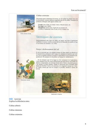 Fem un hivernacle!




      Activitat
Explica la diferència entre:

Cultius arboris

Cultius intensius

Cultius extensius



                                               8
 