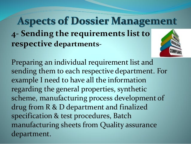 dossier management and regulatory affairs personal dossier template