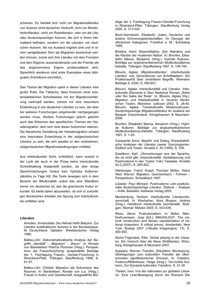 Dossier Migrationsliteratur Eine Neue Deutsche Literatur 