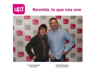 Novelda, lo que nos une
22. Rafael González,
vigilante de seguridad.
17.- Paqui Carbonell,
administrativa.
 