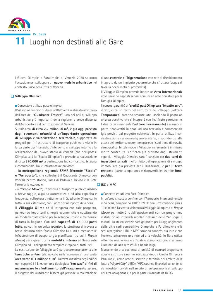 Dossier Candidatura Olimpiadi Venezia 2020