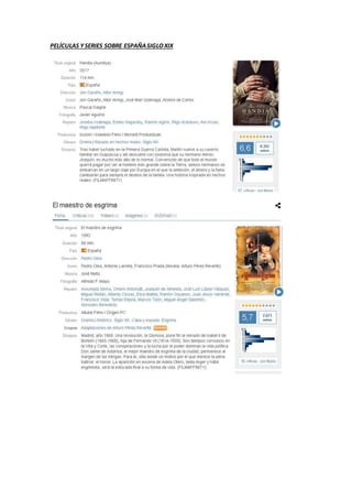 PELÍCULAS YSERIES SOBRE ESPAÑASIGLOXIX
 