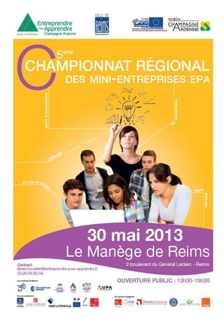 Entreprendre pour Apprendre Champagne-Ardenne
Dossier de presse 2013
1
 