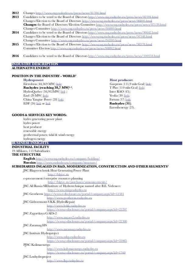 Research Journal Dossier | Example: Rushydro | For educational use only