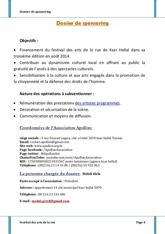 lettre de demande de sponsoring