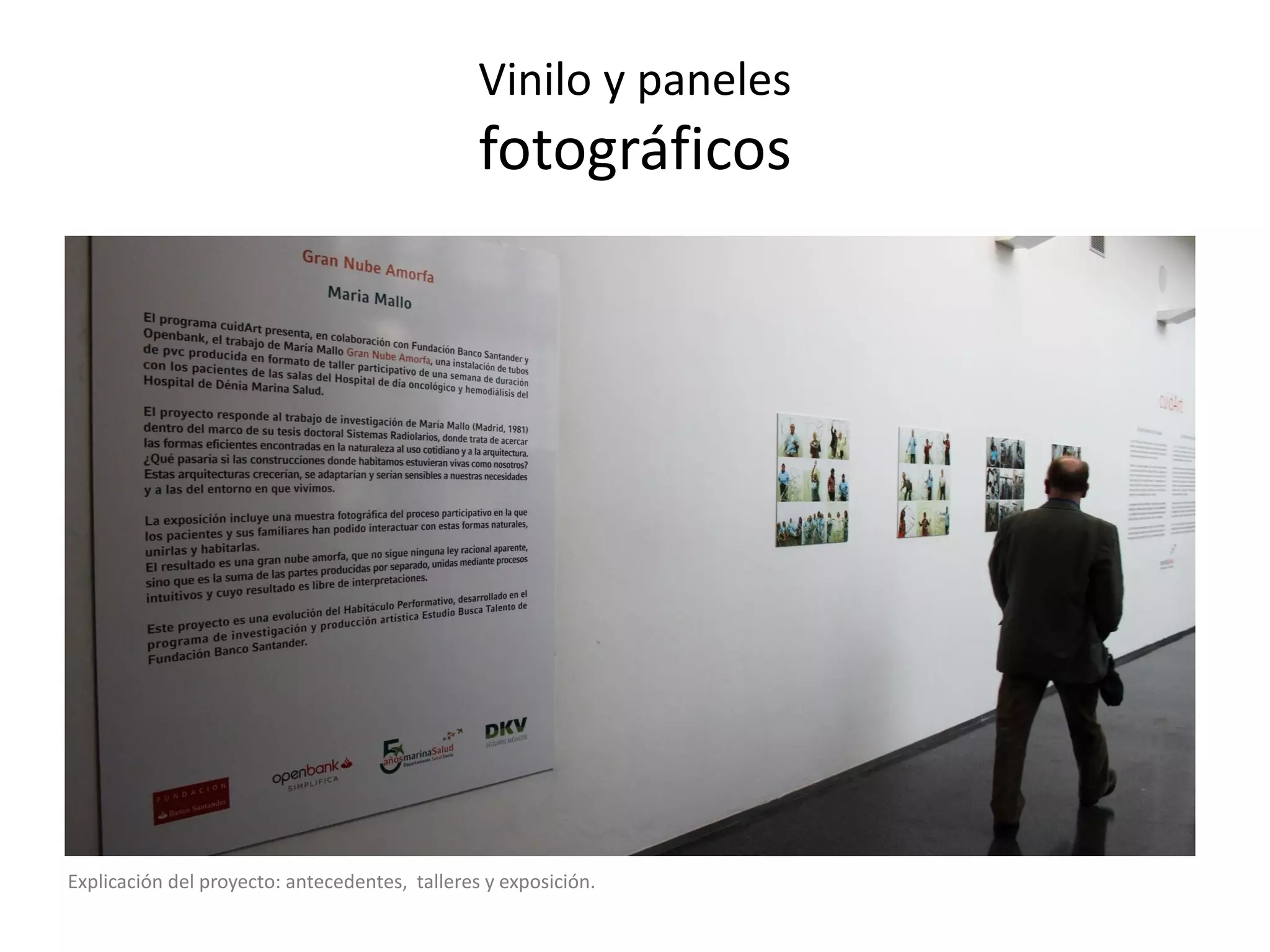 Vinilo y paneles fotográficos 
Explicación del proyecto: antecedentes, talleres y exposición.  