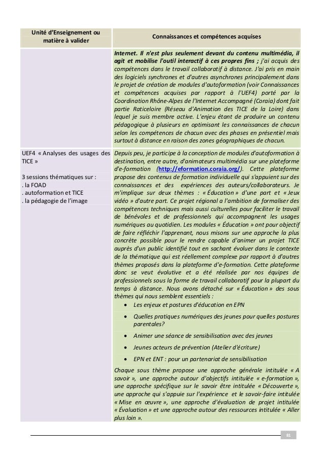 Dossier VAE soutenu en janvier 2011