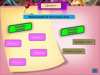 PROCESADORES PROCESADORES D DEE T TEEXXTTOO ( W(Woorrdd 2 2001100)) 
AAAAcccctttitivviivviiddiiddaaaadddd 33 33 ll aallaabbbb 22 22 
IInnIInnttteteeerrrnrnnneeeettt t yy yy ll aallaa ww wweeeebbbb 
Practica 1 
Practica 2 
Practica 3 
Practica 4 
 