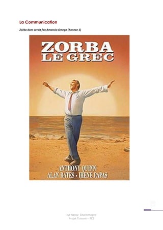 La Communication
Zorba dont serait fan Amancio Ortega (Annexe 1)




                                    Iut Nancy- Charlemagne
                                      Projet Tuteuré – TC2
 