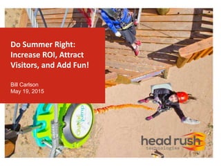 Do Summer Right:
Increase ROI, Attract
Visitors, and Add Fun!
Bill Carlson
May 19, 2015
 