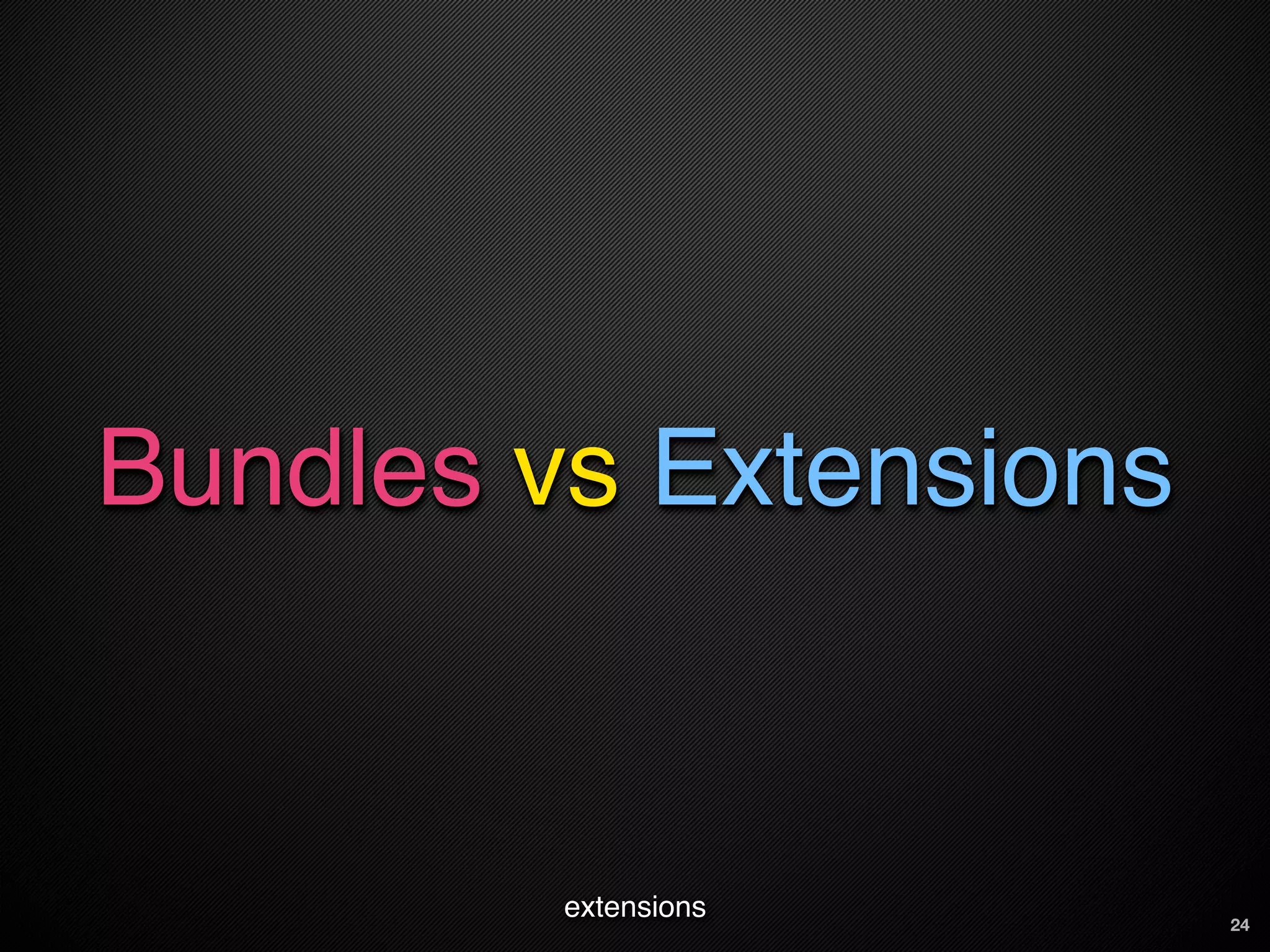Bundles vs Extensions


         extensions     24
 