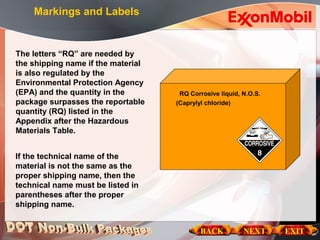 Reportable Quality Rq Dot hazMat Training - IMDG | PPT