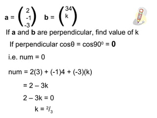 Dot Product Calc Angle To Finish