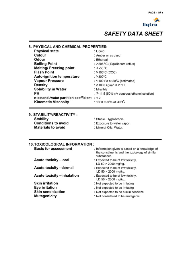 Brake Fluids DOT 3 (Material Safety Data Sheet)