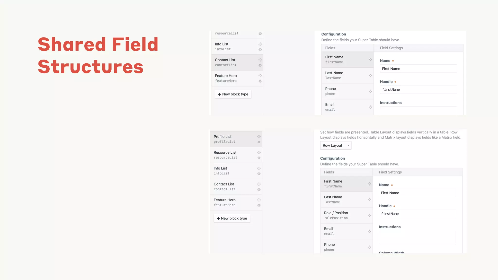 Shared Field
Structures
 