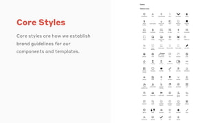 Core Styles
Core styles are how we establish
brand guidelines for our
components and templates.
 