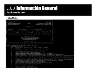 ../../ Información General
Opciones de uso

USAGE.txt
 