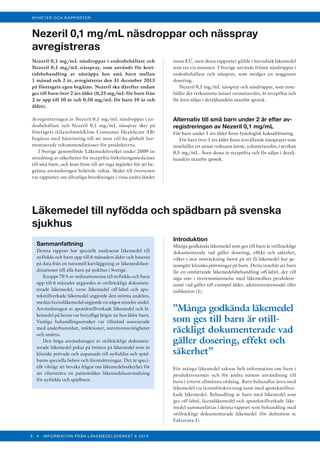 Information från Läkemedelsverket nr 6 2013