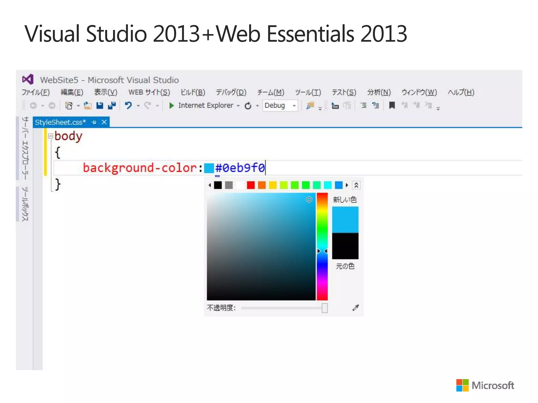 Visual Studio 2013+Web Essentials 2013

 
