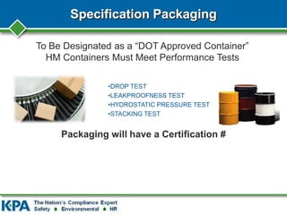 Dot Shipping Containers DOT HazMat Shipping Compliance | PPTX